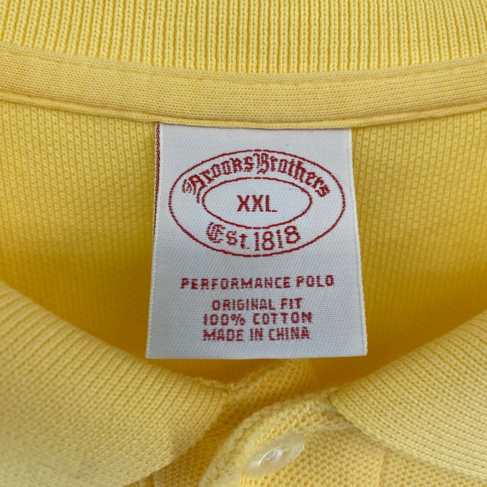 Brooks Brothers Mens XXL Yellow Performance Polo Long Sleeve Original Fit Cotton - Picture 4 of 7